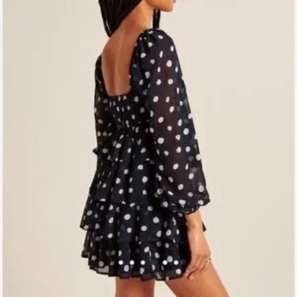 Abercrombie & Fitch Navy Polka Dot Long Sleeve Dress - Picture 2 of 6